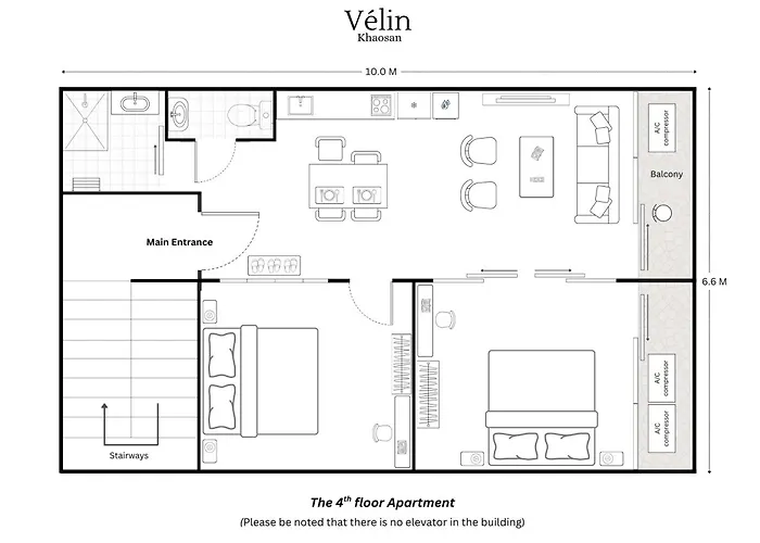 公寓 Velin Khaosan - 4th Floor With 2bedrooms *